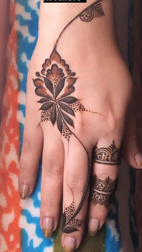 Stylish Back Finger Mehndi Design