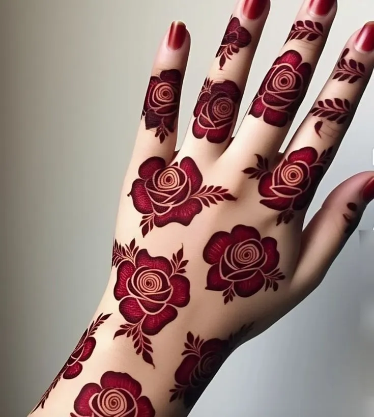 3D rose mehndi designs