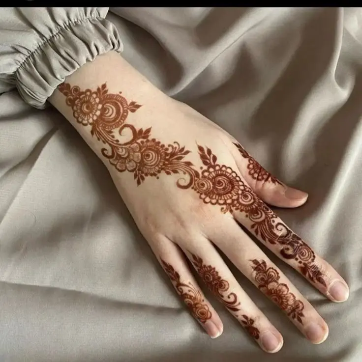Back hand mehndi design with flowers