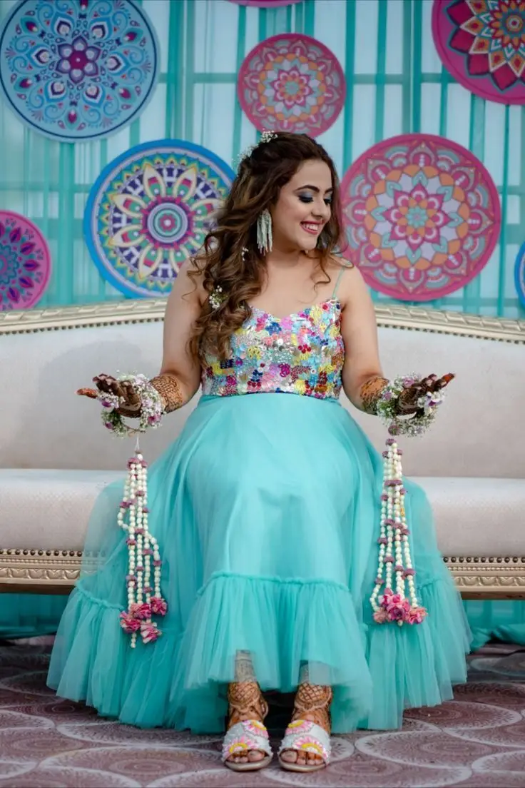 Bold Green Mehndi Dress for Bride