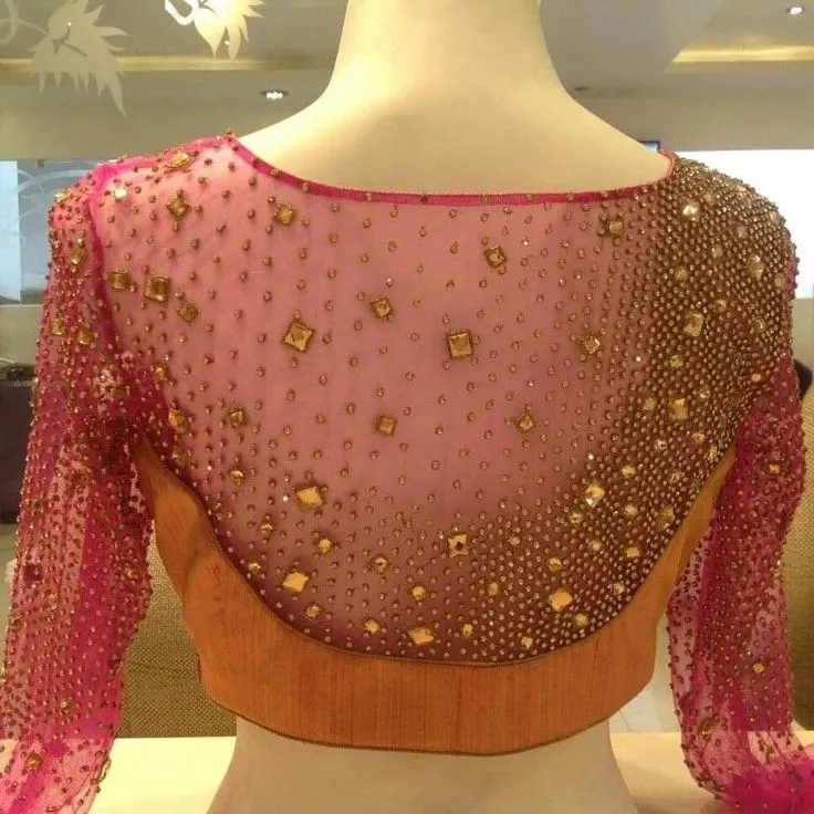 Cotton net back blouses