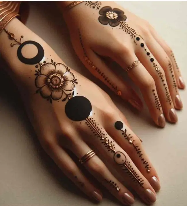 Dotted flower mehndi design