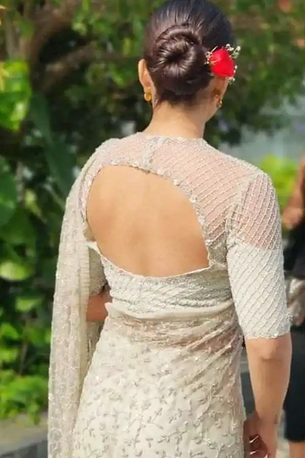 Elegant net back blouse designs