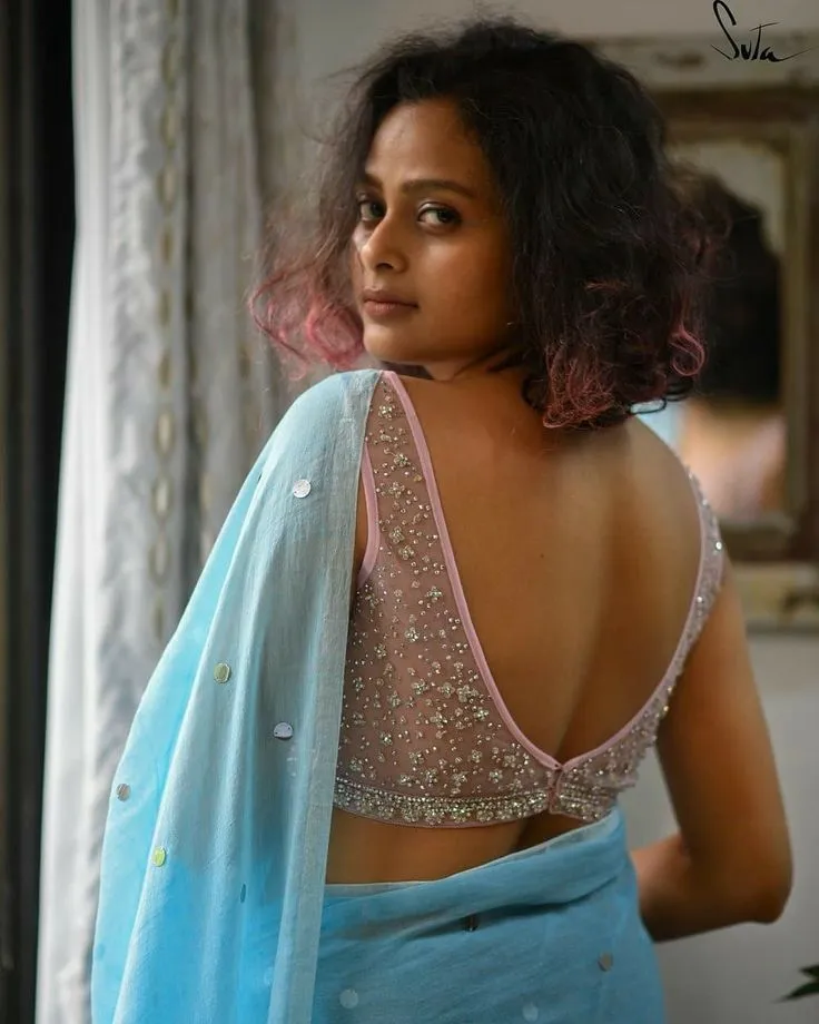 Fancy Back Net Work Blouse