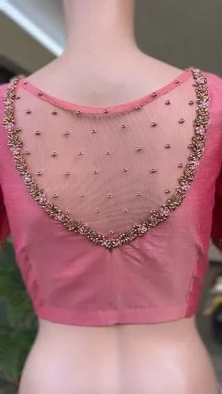 Fancy net blouse back design