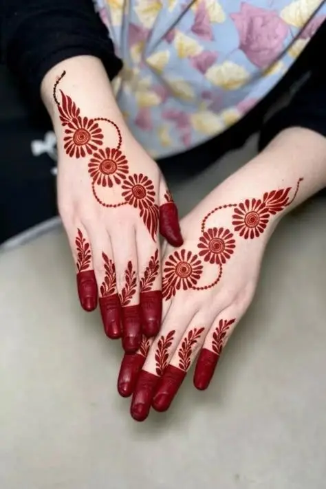 Floral Mehndi Design with Net Pattern
