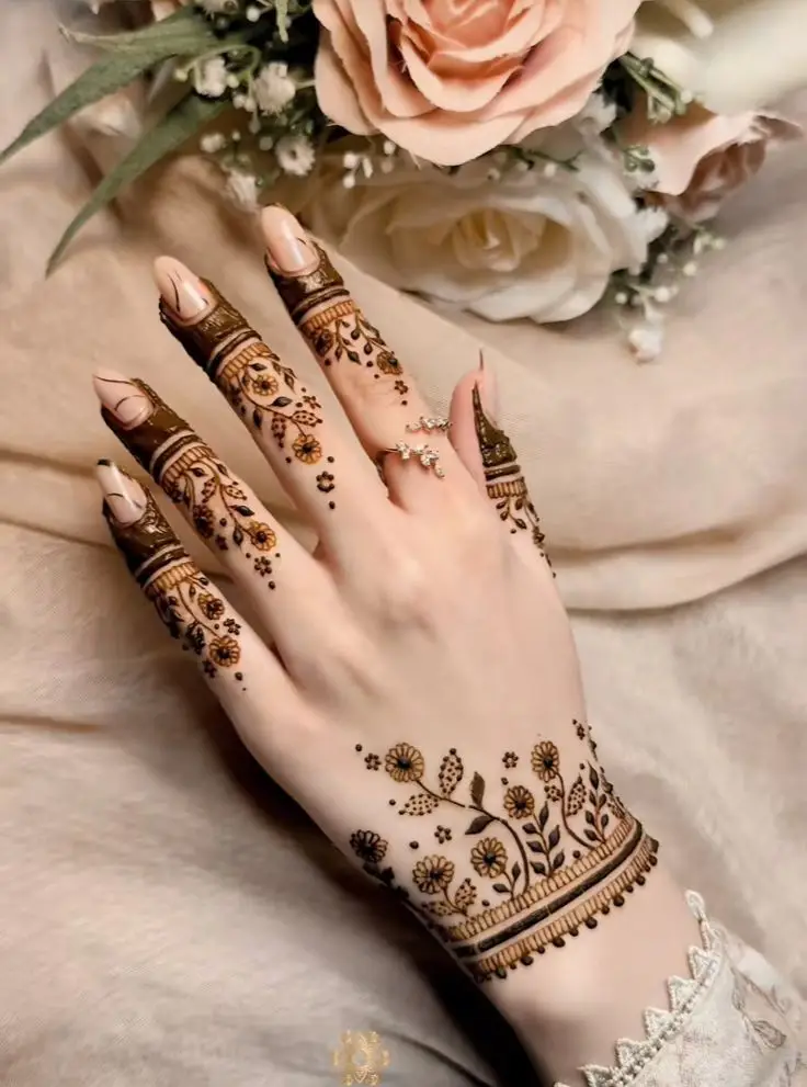 Flower Mehndi Design Full Hand for Wedding Vibes