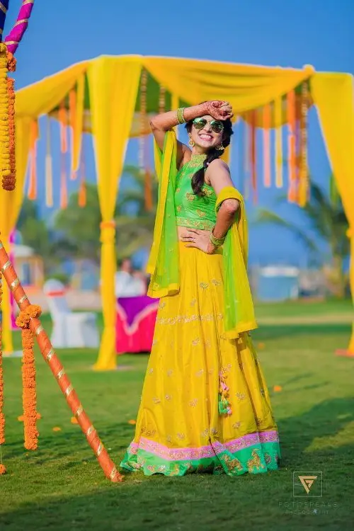 Green bridal mehndi dress