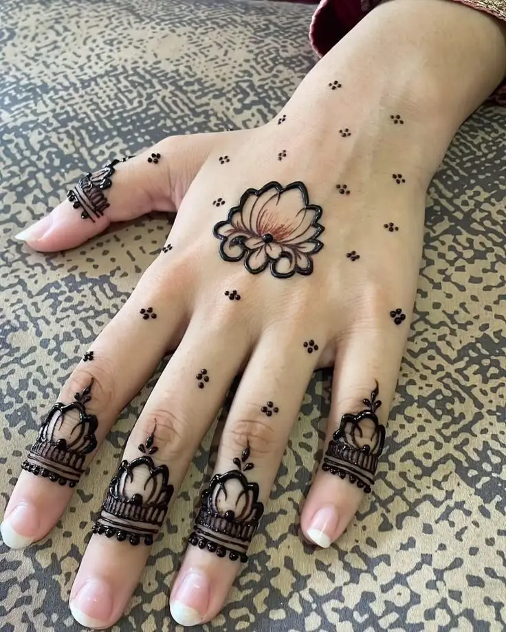 Half back hand flower mehndi