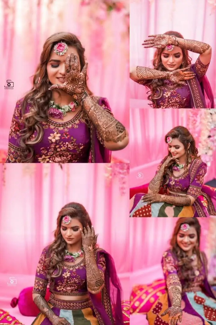 Hand painted bridal mehndi outfit