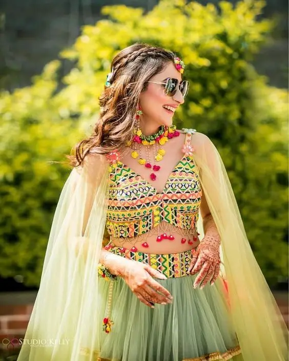 Indo western mehndi dress