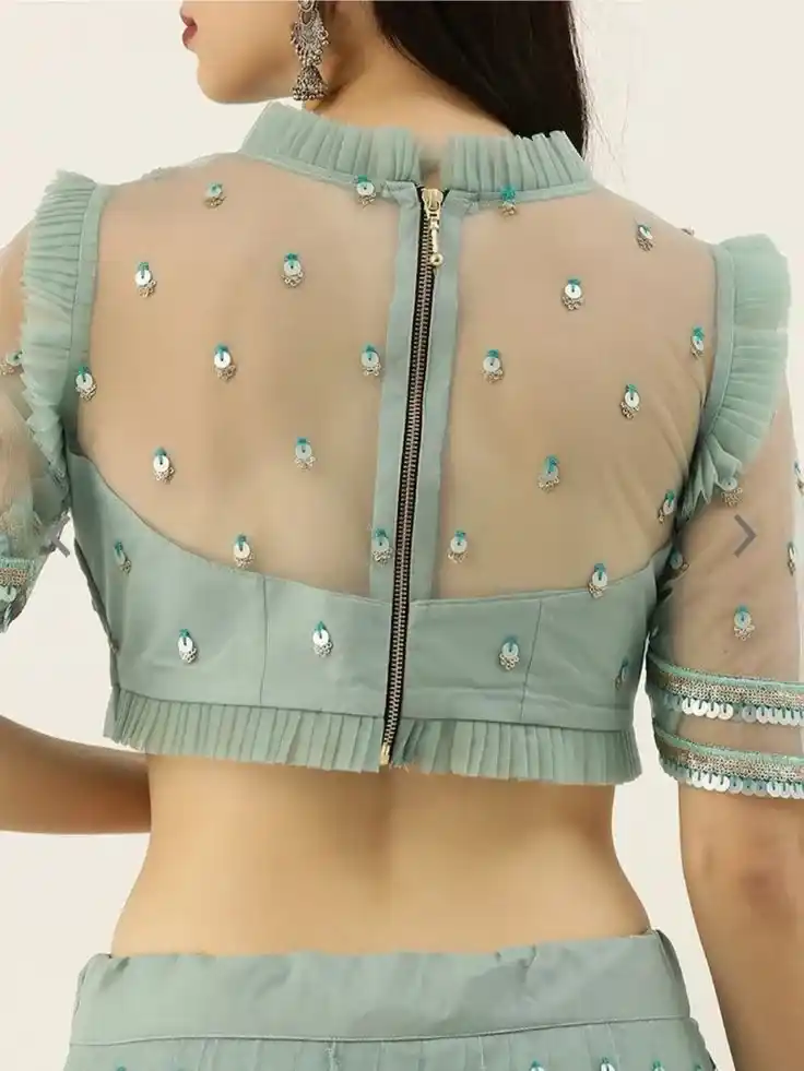 Latest net blouse back embroidery design