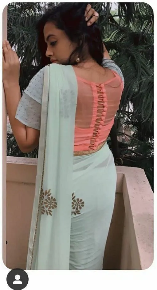 Modern Simple Net Blouse Back Neck Ideas