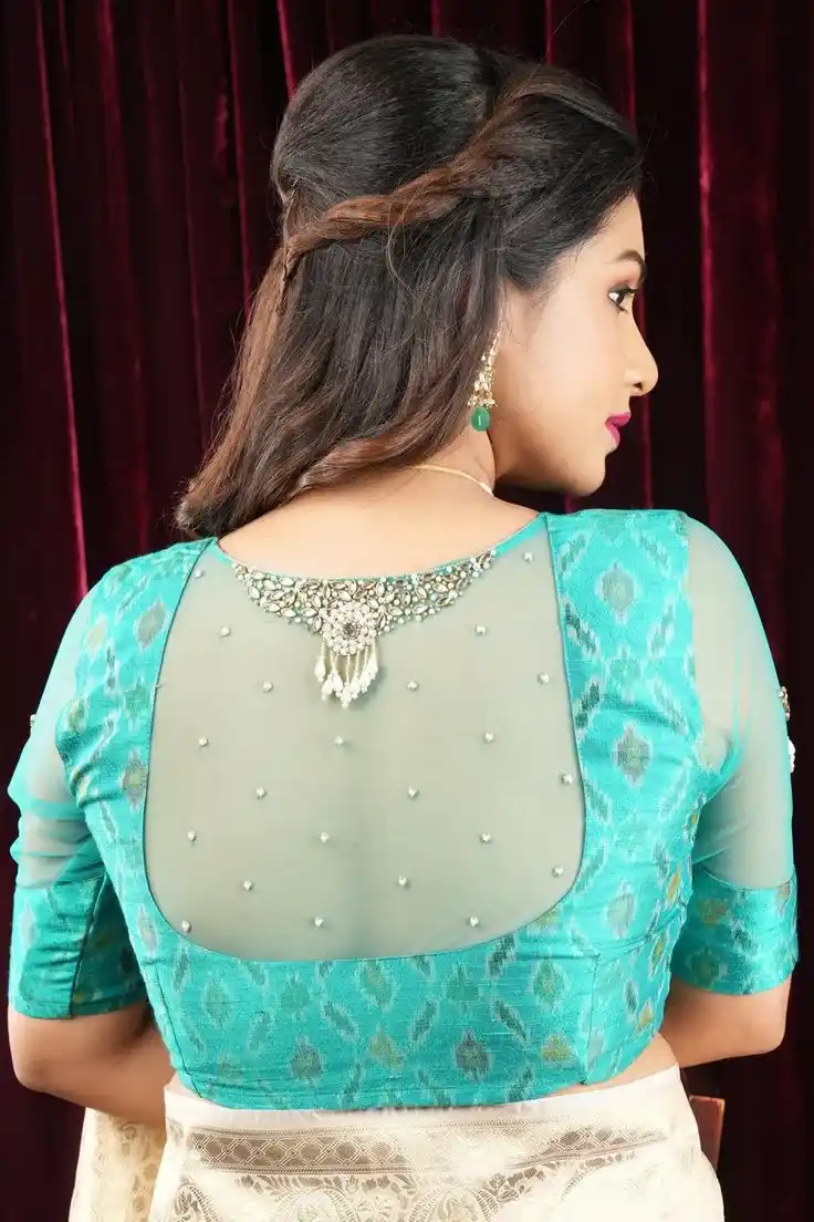 Net Work Blouse Back Neck Designs