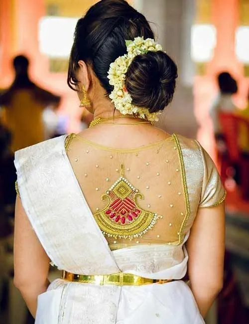 Net work blouse back design latest