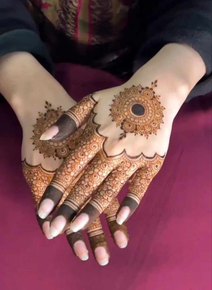 Open flower back hand mehndi