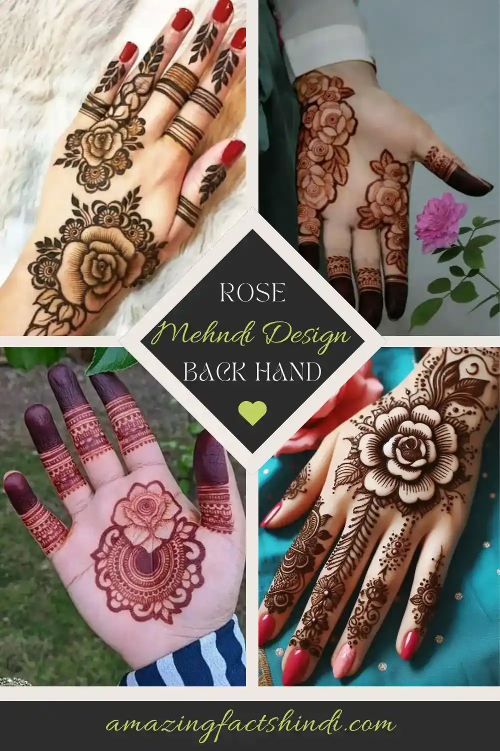 Rose Mehndi Design Back Hand