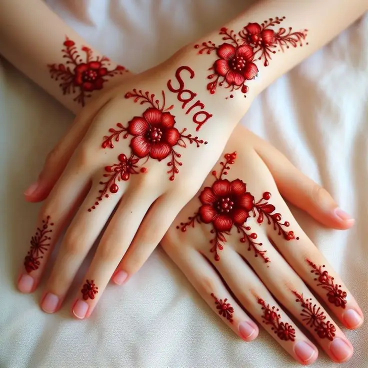 Rose Mehndi Design Back Hand