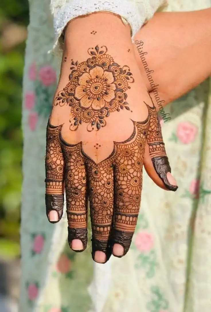 Rose and Mandala Mix Mehndi Design Back Side