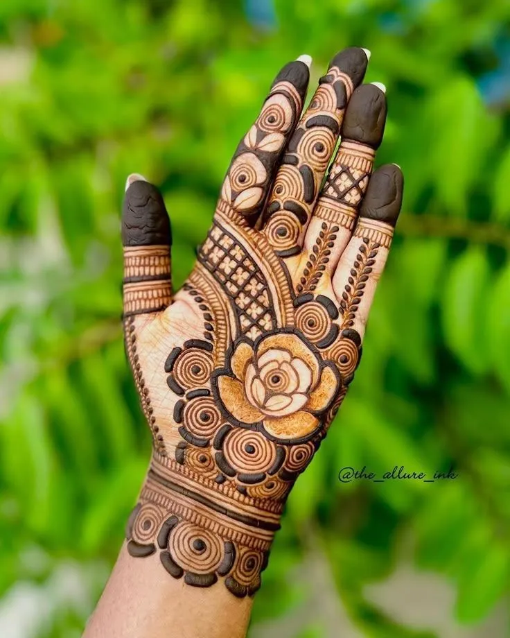 Rose vine mehndi patterns