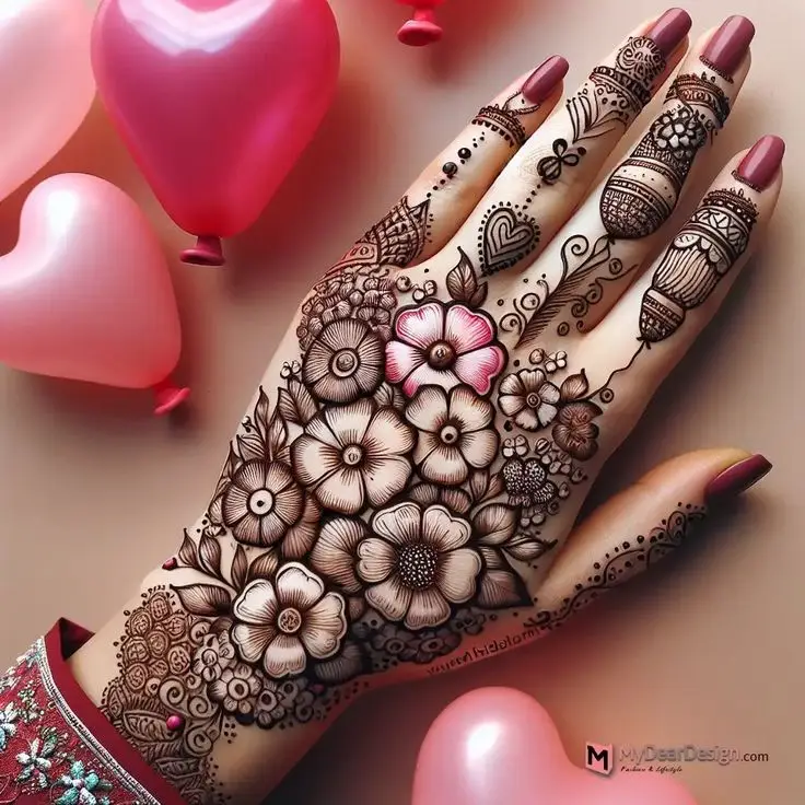 Simple Flower Mehndi Design for Back Hand