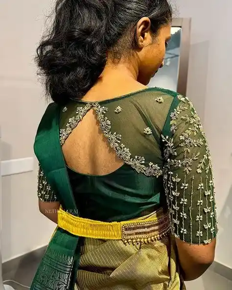 Transparent net back blouse