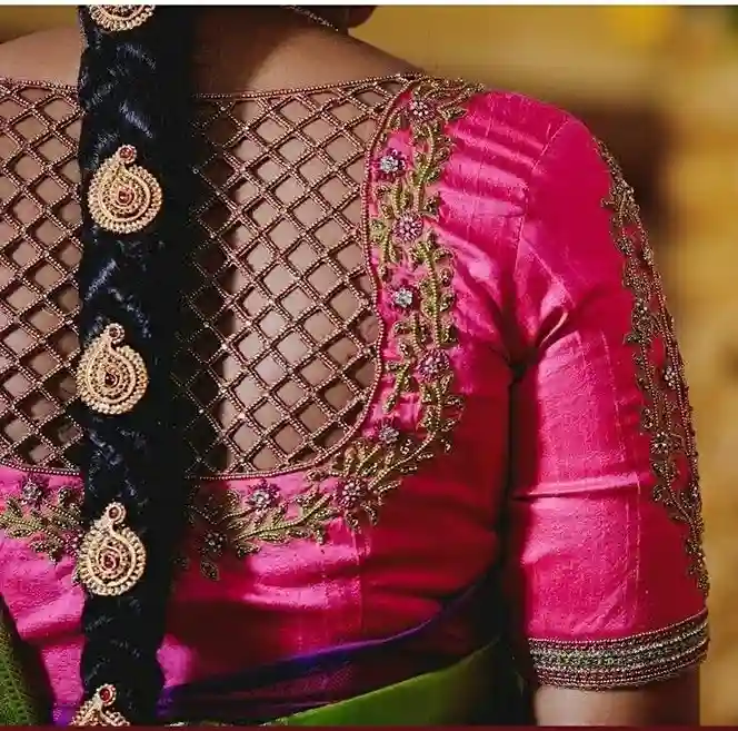 Trendy net blouse back neck