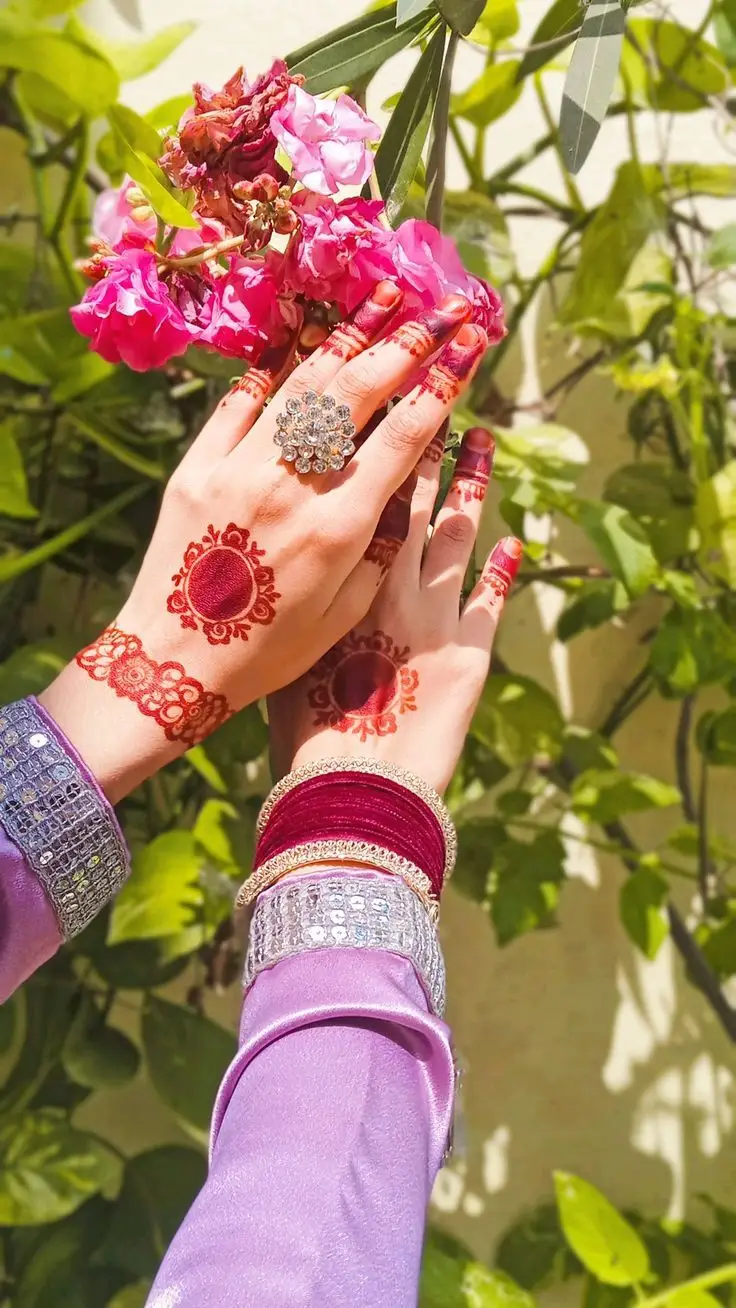 Unique flower back hand mehndi