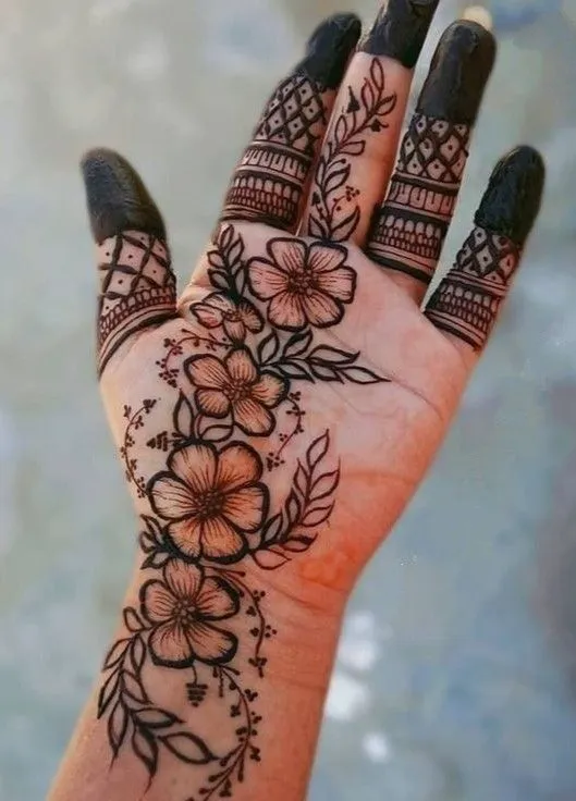 Wedding flower mehndi for hands