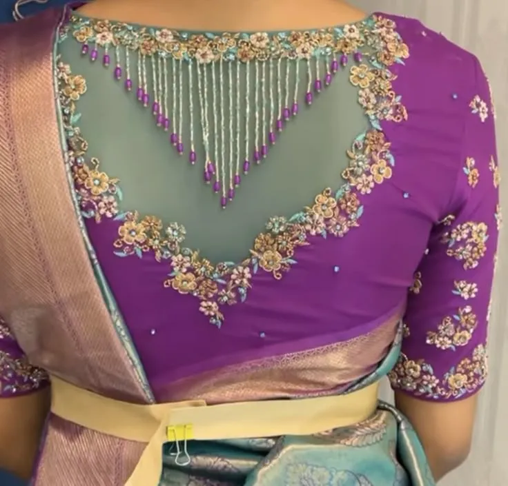 Zari work net back designs