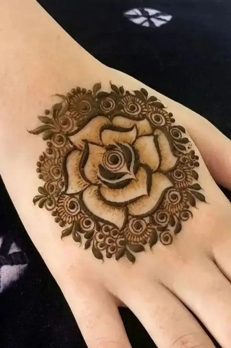 rose flower mehndi design back hand