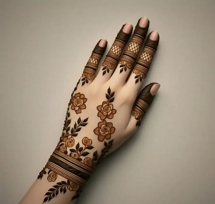 rose mehndi designs for back hands