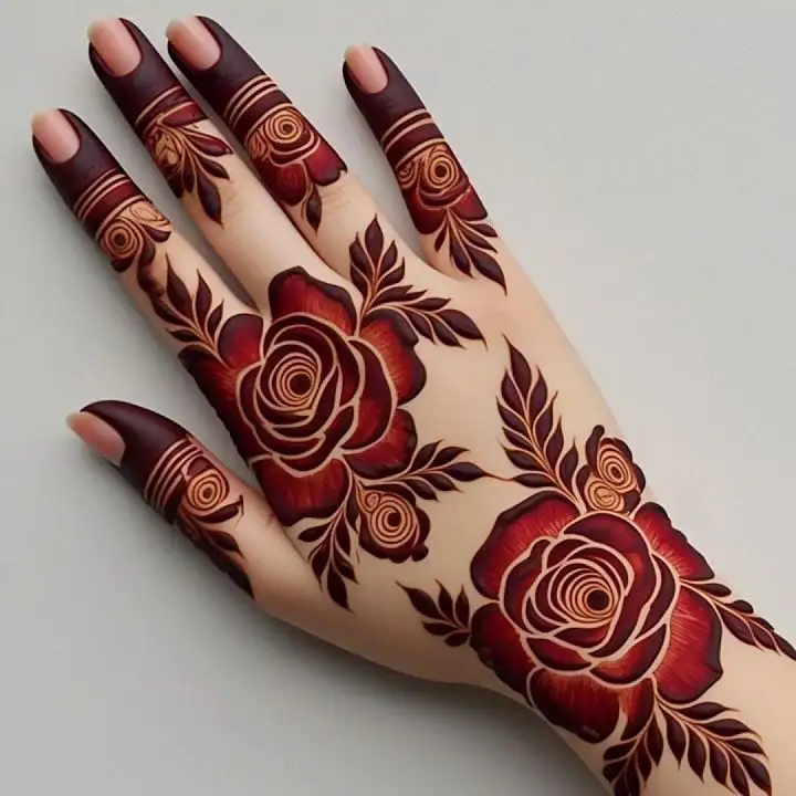 dubai rose mehndi design back hand