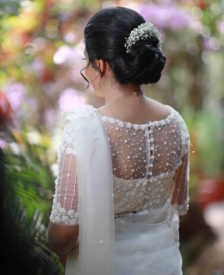 Blouse Back Neck Designs with Net and Frill