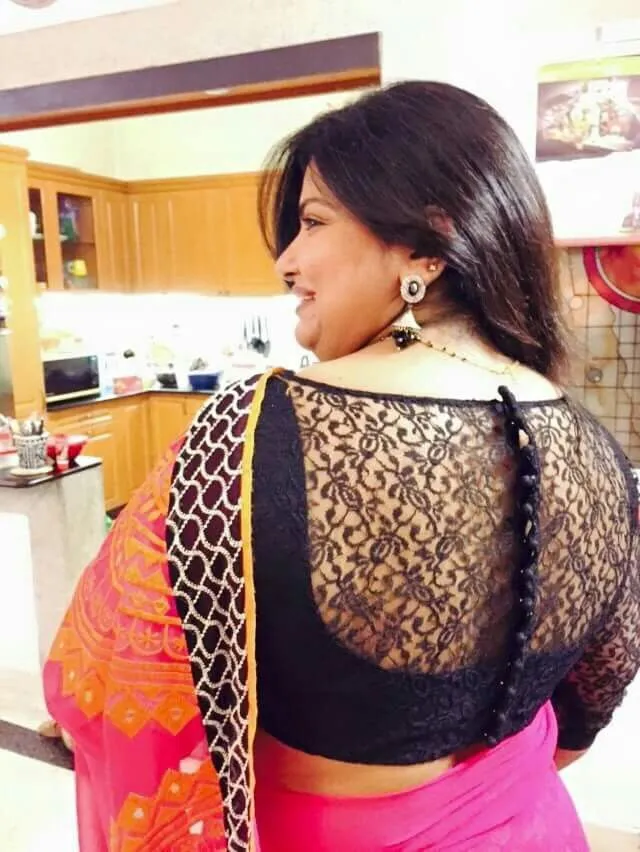 Boat neck back blouse designs