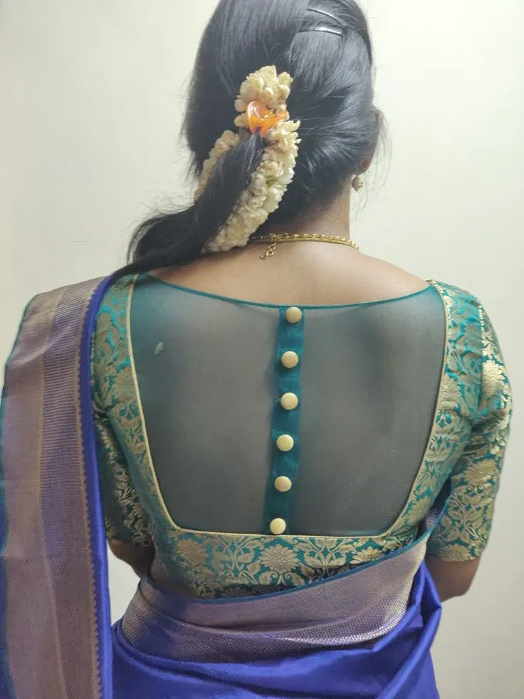 Bridal Net Blouse Design Back Neck Ideas