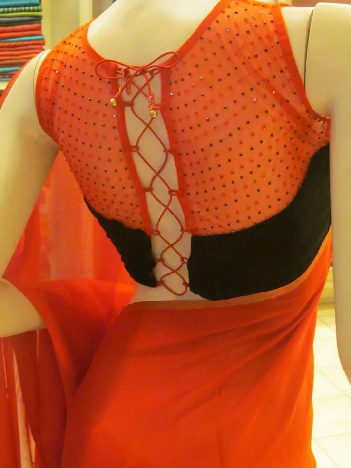 Bridal net back blouse designs