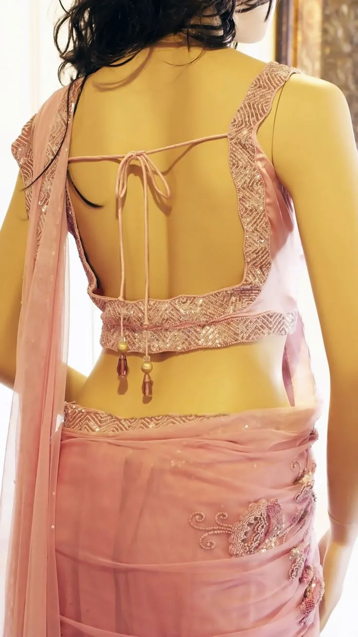 Embroidery back neck blouse