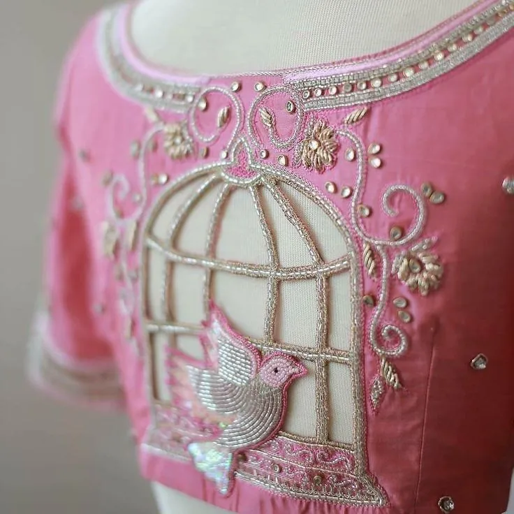 Festive Net Back Blouse Designs