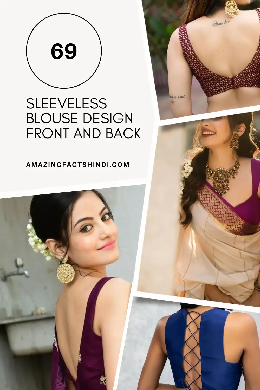 Front and back sleeveless blouse designs