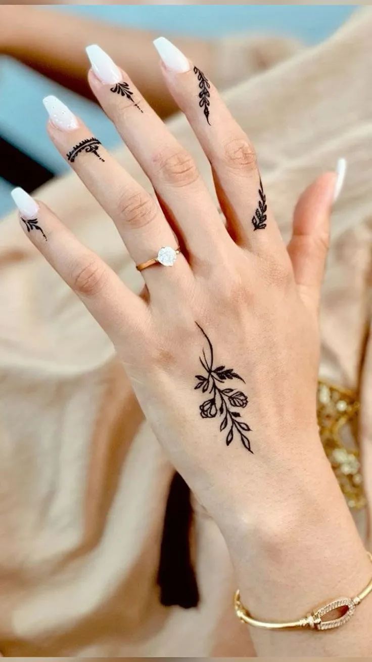 Intricate finger mehndi designs