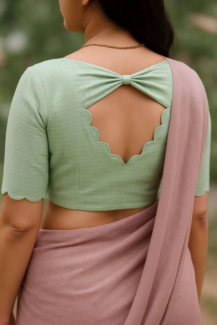 Kerala saree blouse V neck designs