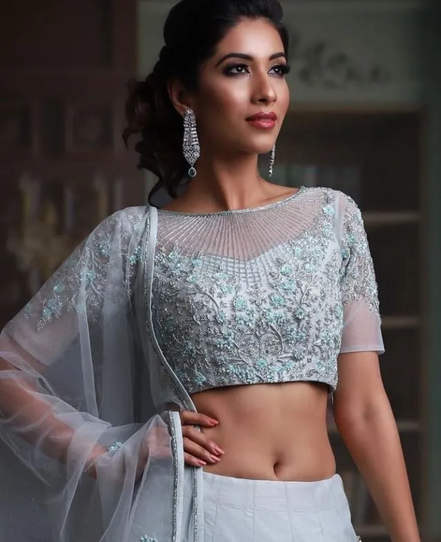 Lace back net blouse