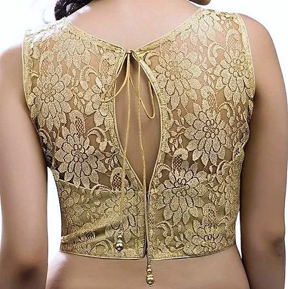 Modern sheer back blouse designs