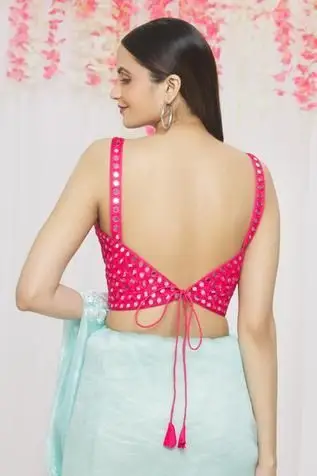 Net sleeveless blouse designs