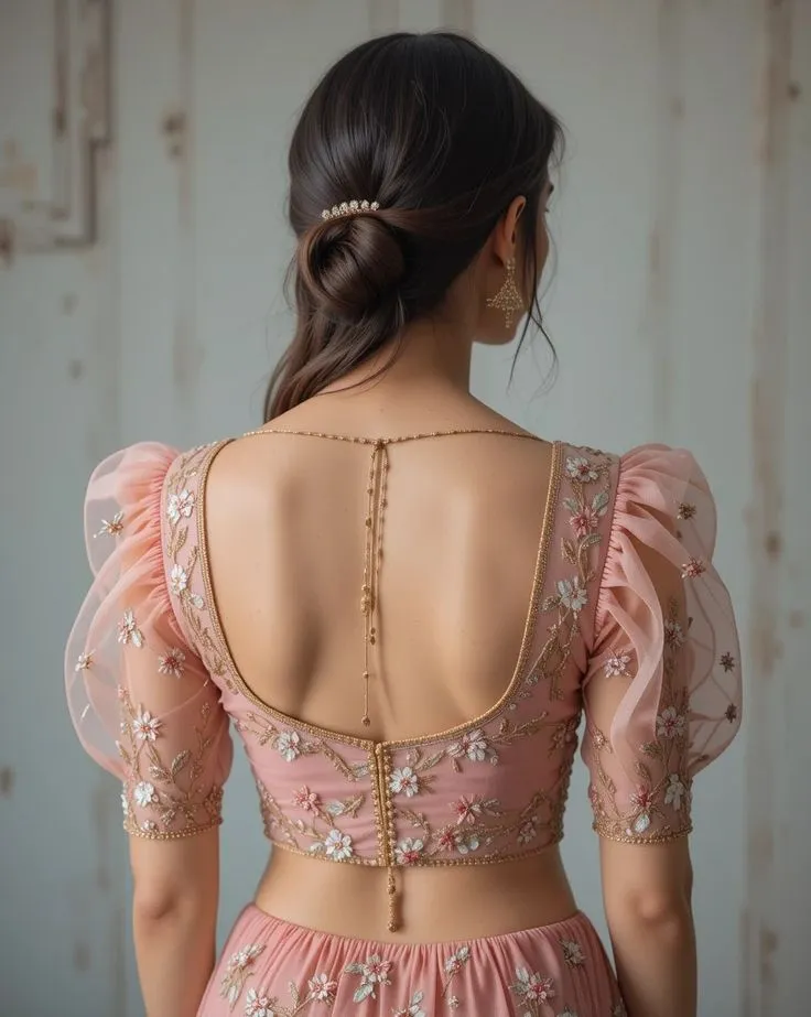Traditional back neck blouse