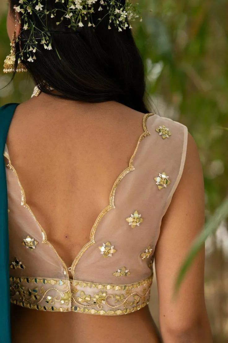 V shape back neck blouse