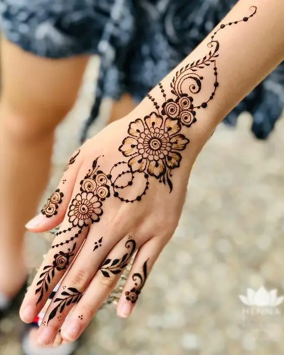 back finger mehndi design