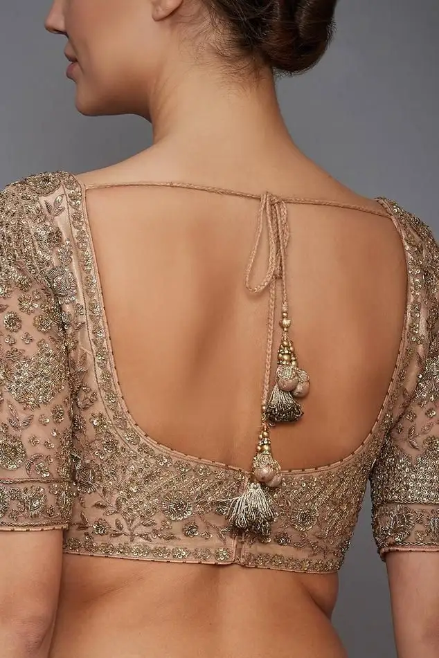 back neck net blouse design