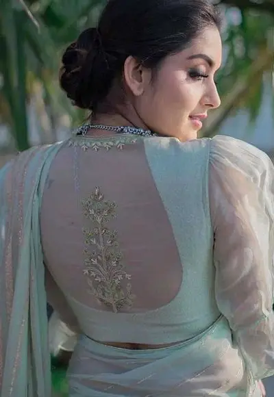 back side net blouse design